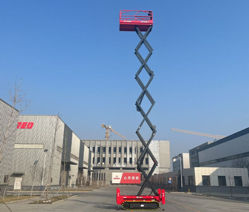Trọng lượng riêng của xe nâng người cắt kéo phụ thuộc vào tải trọng của xe và thiết kế 